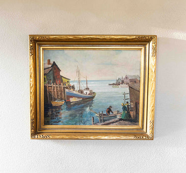 VINTAGE HABOR FIGURES BY WALT ALONZO LEE OIL PAINTING
