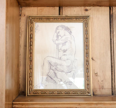 Original Signed Figure Study Attributed to Carles Alavedra (1949)