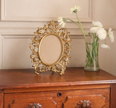 Antique French Rococo Brass Easel Frame, Circa 1900