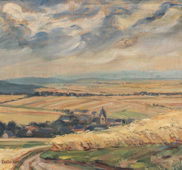 "COUNTRYSIDE" OIL ON CANVAS PAINTING, SIGNED (lr), EARLY 20TH CENTURY