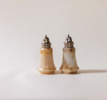 Vintage Italian Alabaster Salt and Pepper Shaker, 1980s