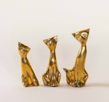 Mid-Century Brass Siamese Cat Sculpture - A Pair