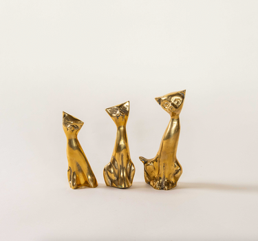 Mid-Century Brass Siamese Cat Sculpture - A Pair