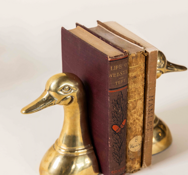 Mid-Century Brass Geese Bookends