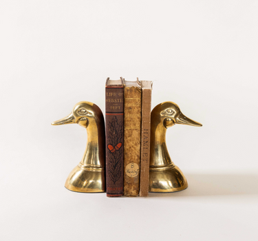 Mid-Century Brass Geese Bookends