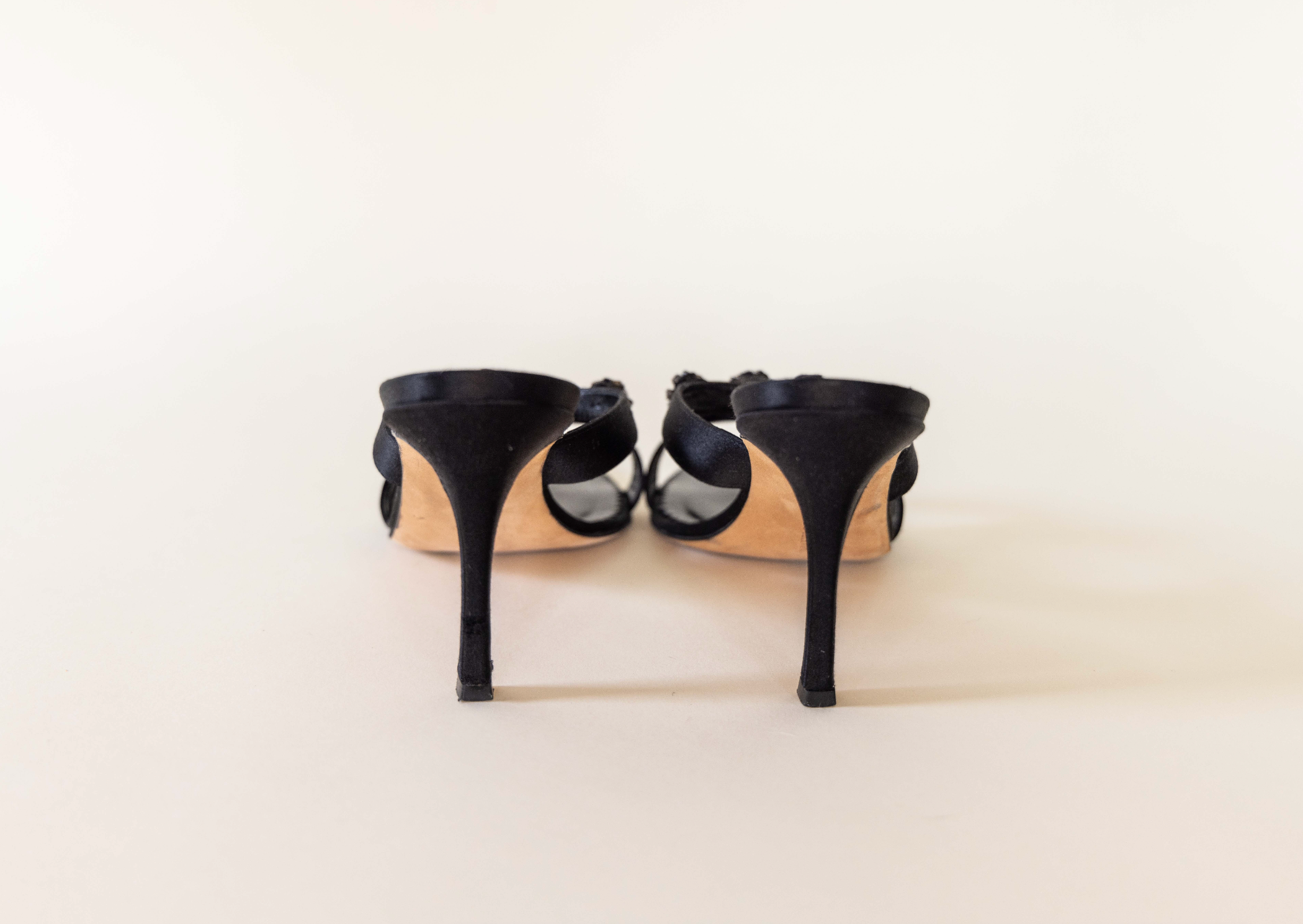 Manolo Blahnik Black Crystal Flower Heels IT 38 – By Mae