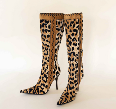Vintage Casadei Leopard Print & Suede Boots IT 36.5