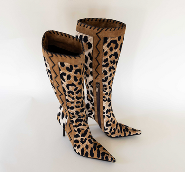 Vintage Casadei Leopard Print & Suede Boots IT 36.5