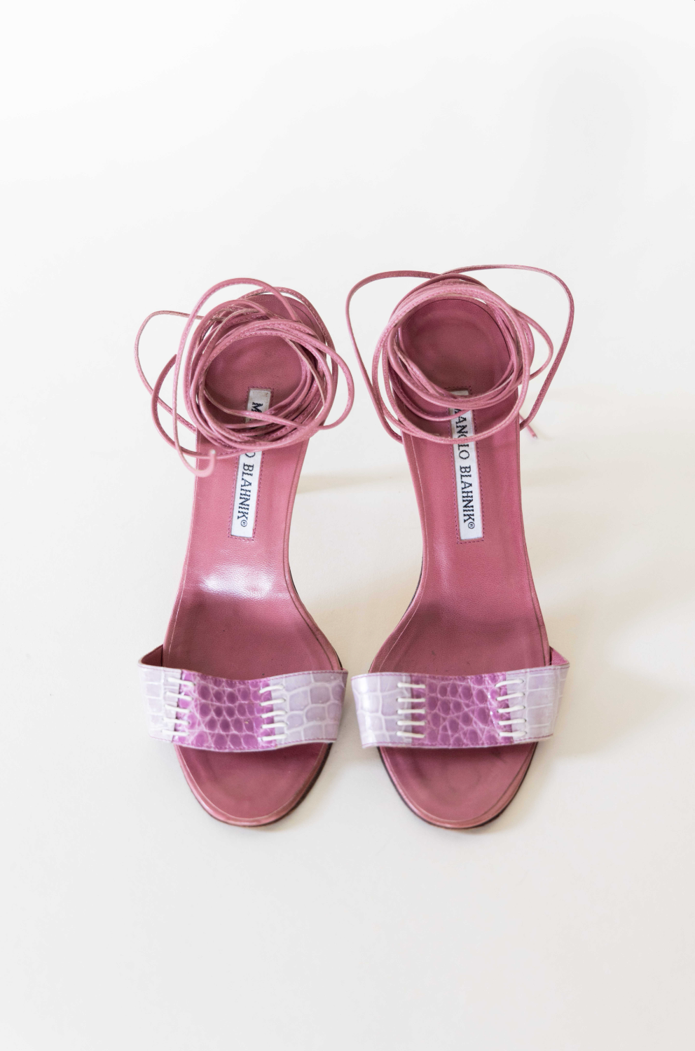 Manolo Blahnik Crocodile Light Pink Heels IT 36.5 – By Mae Creative