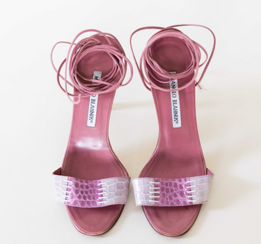 Manolo Blahnik Crocodile Light Pink Heels IT 36.5