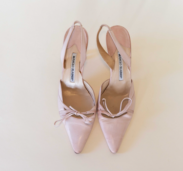 Manolo Blahnik Baby Rose Leather Springback Heels IT 39