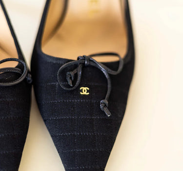 Vintage Chanel CC Quilted Kitten Heel Mules IT 38.5